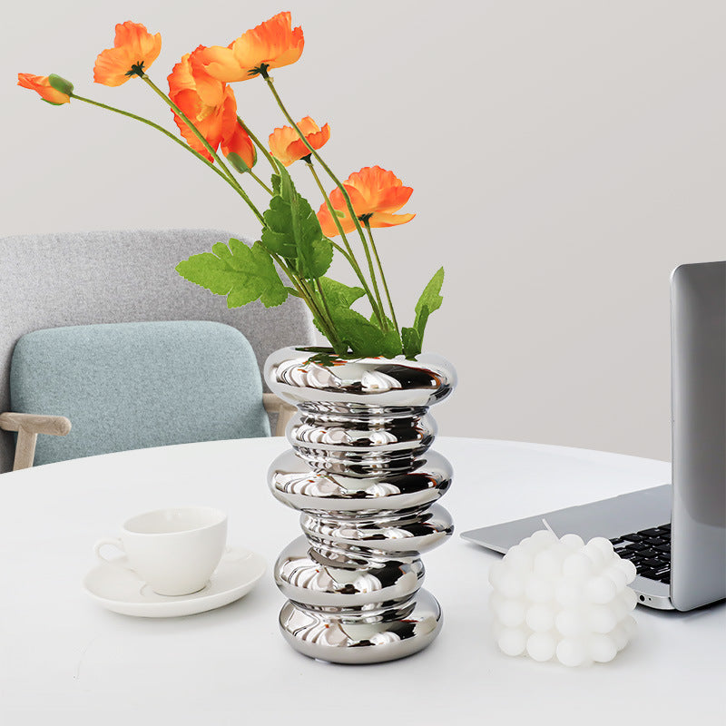 Silver Ceramic Table Vase