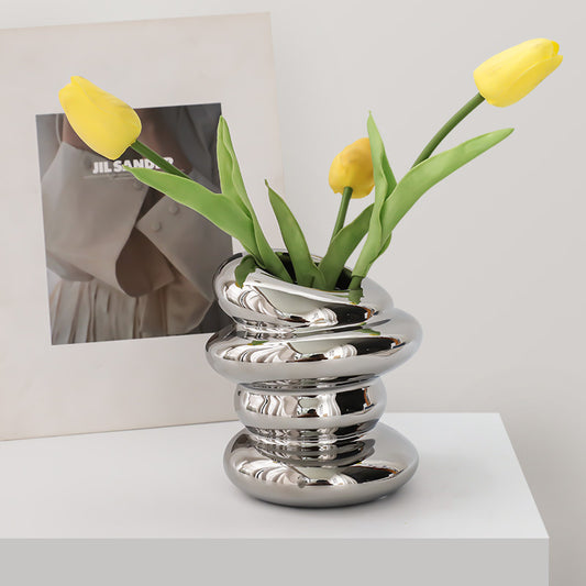 Silver Ceramic Table Vase