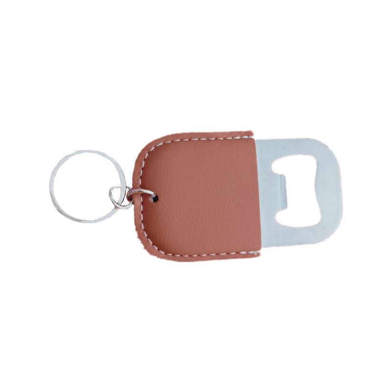 Stainless Steel Bottle Opener With Pu Keychain