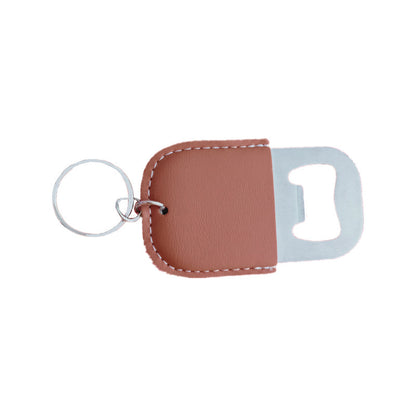 Stainless Steel Bottle Opener With Pu Keychain