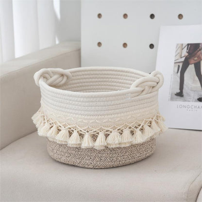 Woven Cotton Rope Basket For Toys Storage
