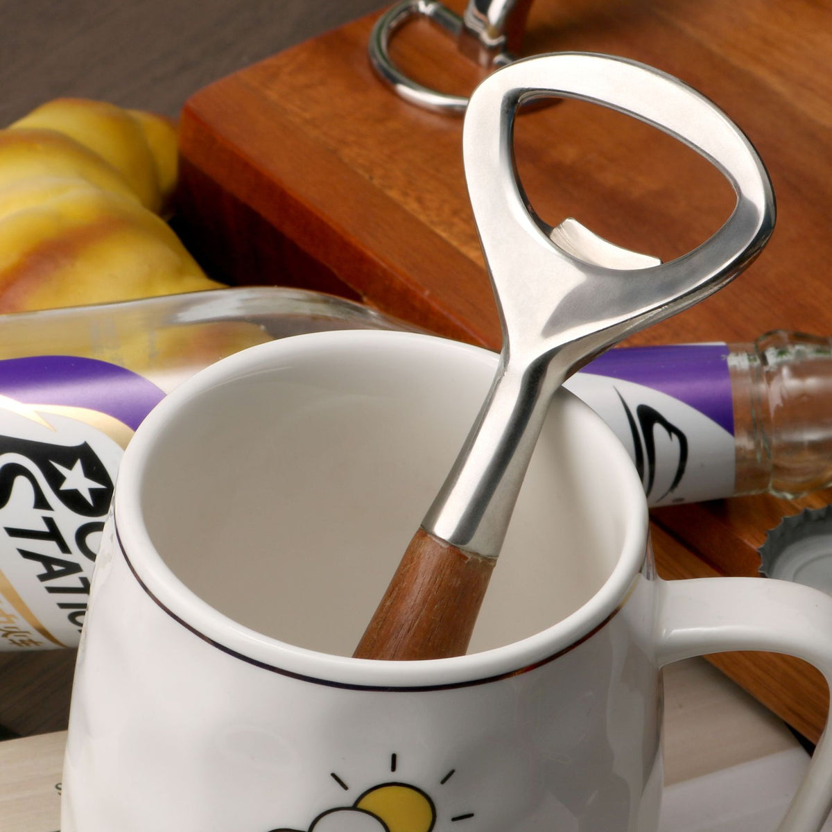 Creative Zinc Alloy Wooden Handle Bottle Opener