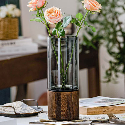 Glass Vase With Wooden Base